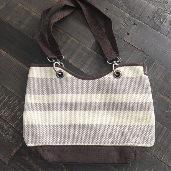 thirty-one Handbags - Thirty-One Canvas Crew Mini, Taupe Straw Stripe